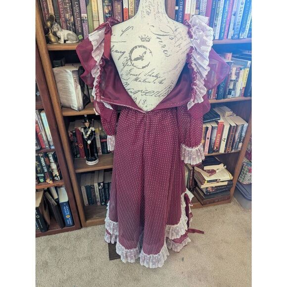 Vintage 70s Dance Allure Women's Size Small Cottagecore Prairie Maxi Dress Gown - Picture 2 of 7